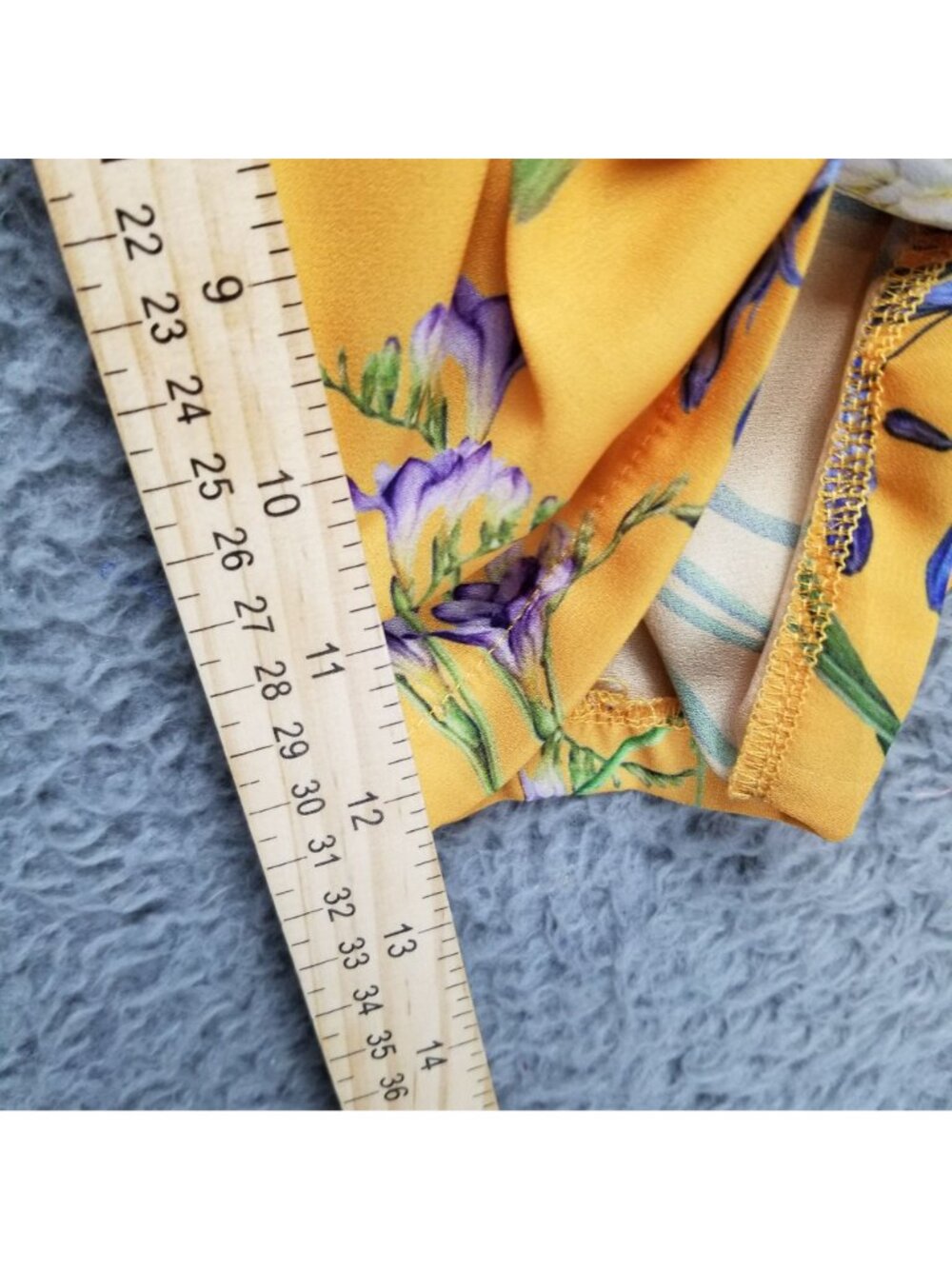 Sunny Leigh Top Womens Large Yellow Floral Print 3/4 Sleeve Blouse - Picture 6 of 10